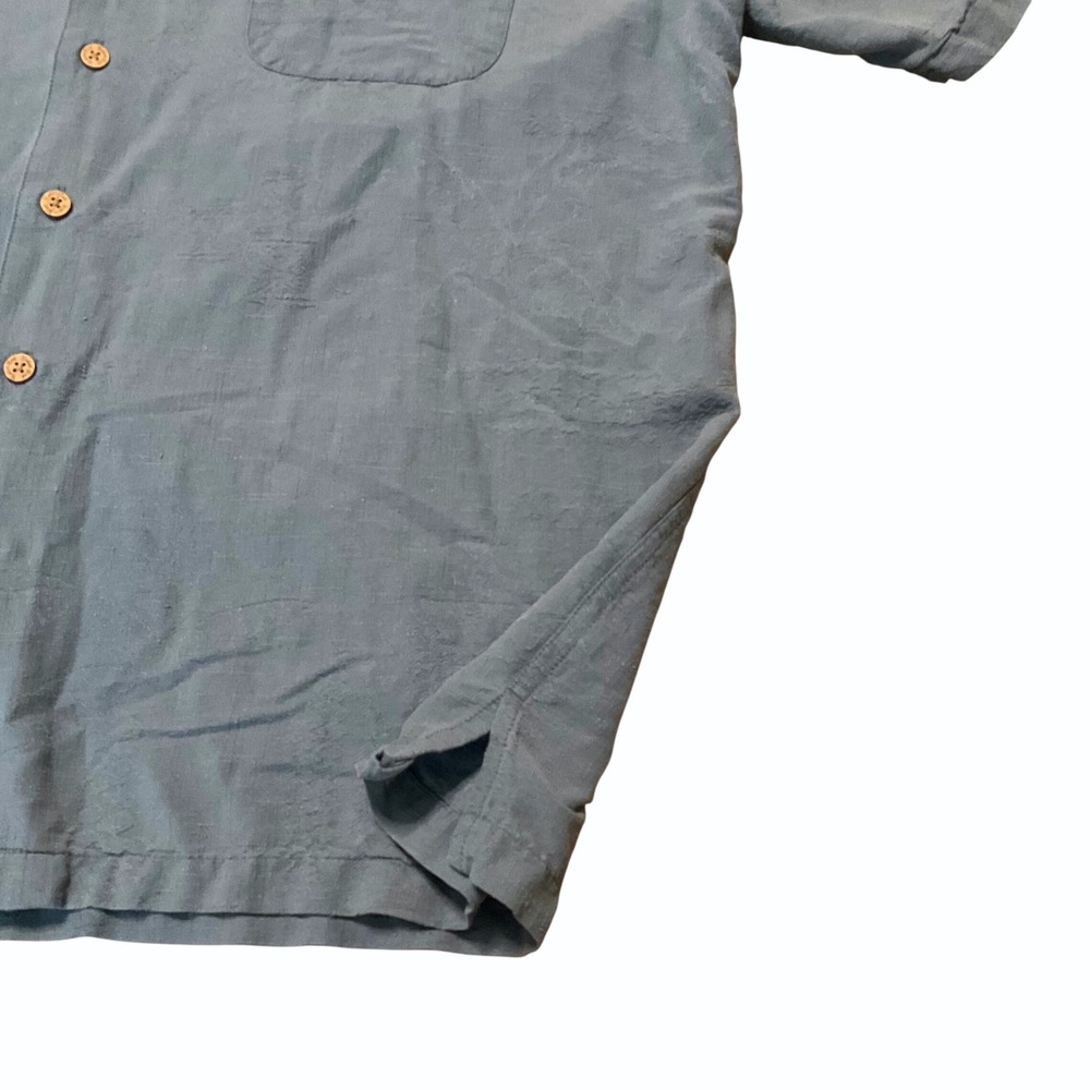 Vintage Batik Bay 100% Silk Camp Shirt Mens XL Blue Textured Floral Short Sleeve - Picture 8 of 16